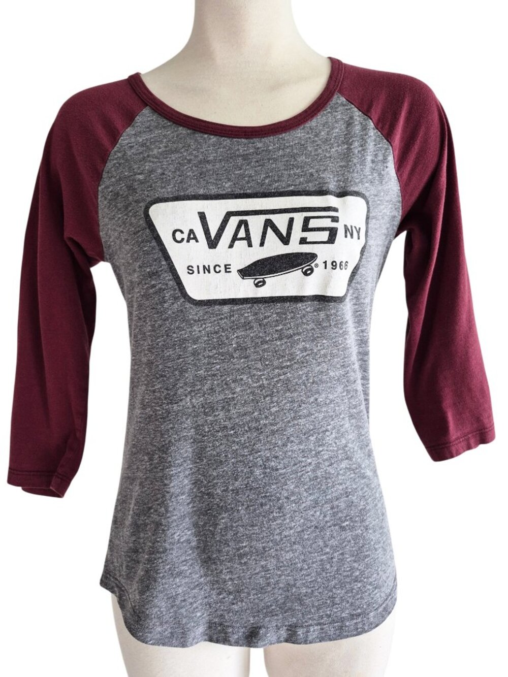 VANS Skateboard Graphic Tee Raglan Sleeve Baseball T-Shirt Streetwear S or XS